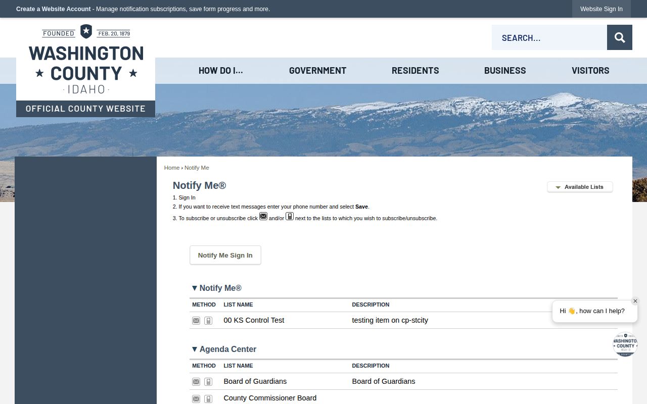 Washington County Notify Me community alerts, not a booking roster